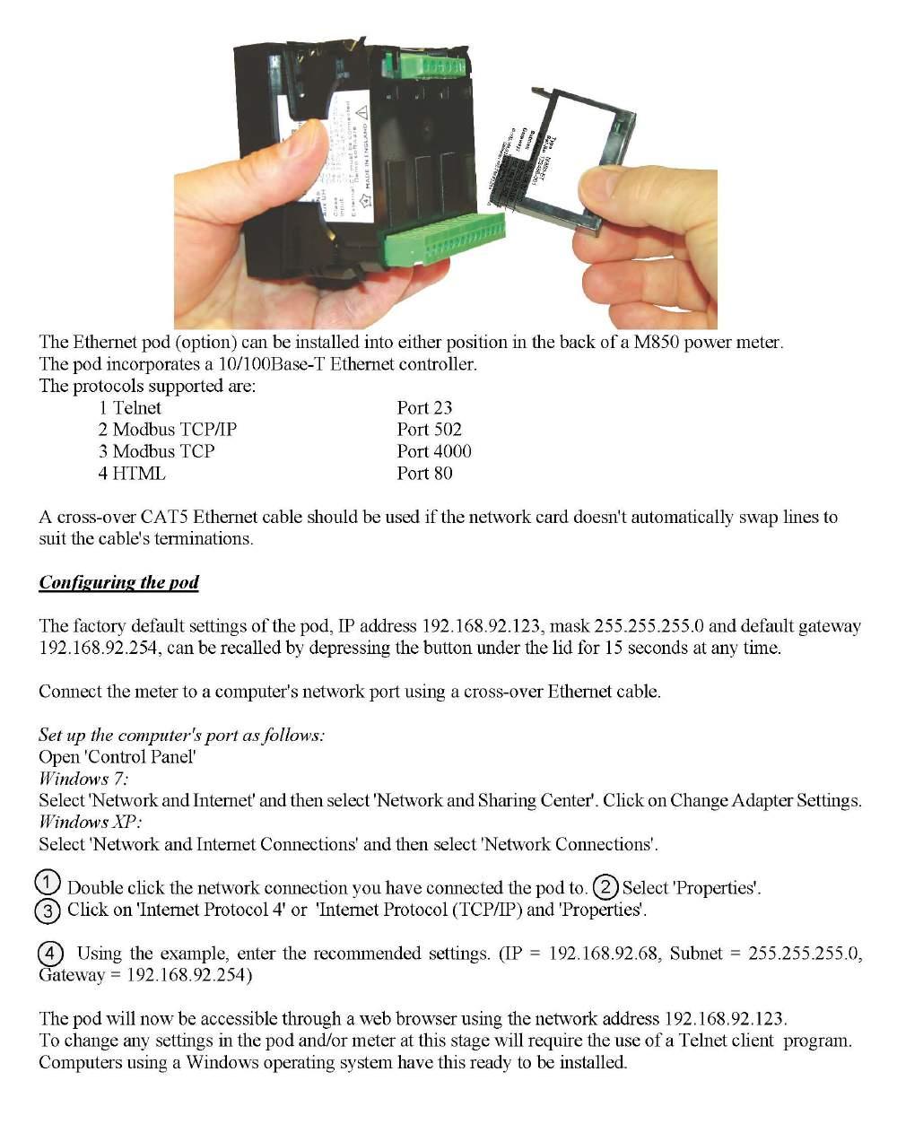 Appendix D: Ethernet Plug-In Card Installation (Model M850-THD-ET) and Set-Up M 8 5 0 - L T