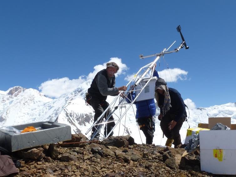 Installation of the first weather station at an altitude of 5520 m asl, Central Pamir, 2015 We plan to install 10-15 high elevation meteorological