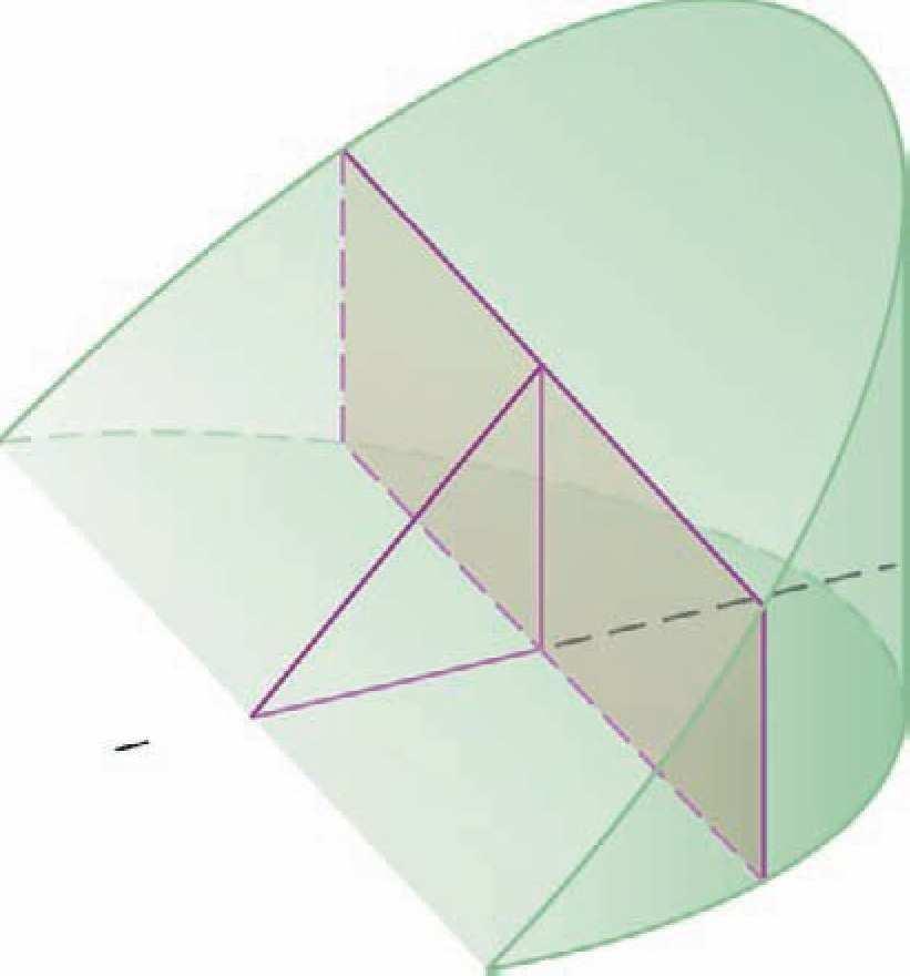 Example 2 A curved wedge is cut from a circular cylinder of radius 3 by two planes.