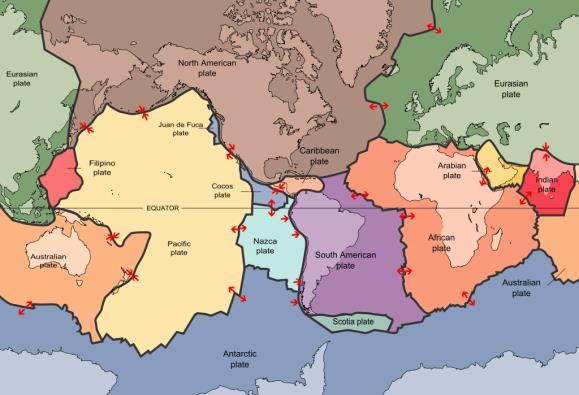 Map of the tectonic plates.