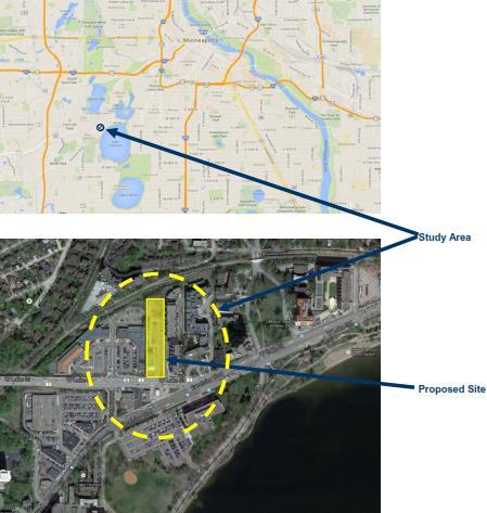 . Proposed Development a. Site Location The proposed development site is located east of Market Plaza and north of Lake Street in Minneapolis, MN. Figure. shows the development site. Figure. Location Maps b.