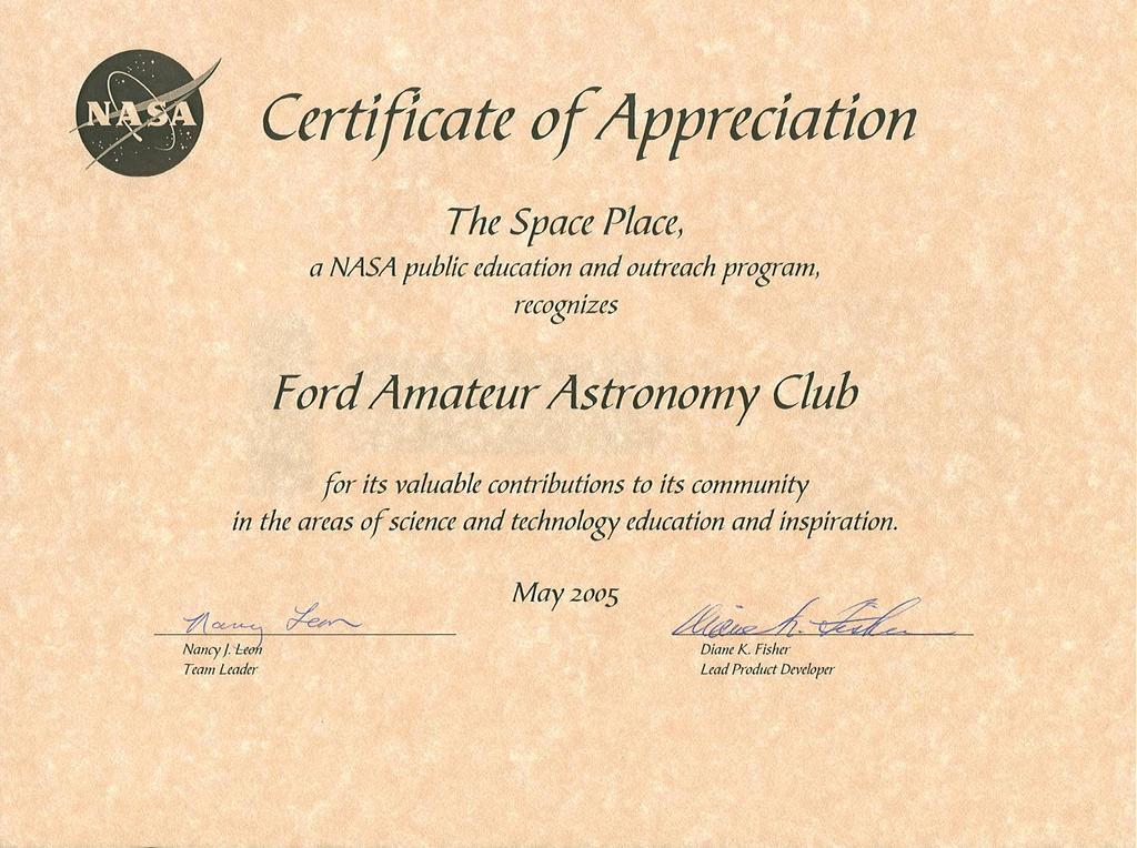 STAR STUFF Page 4 Welcome New Members! The Ford Amateur Astronomy Club welcomes the following new members: Jeffrey Wilkins (life member) We hope your membership will be rewarding and enjoyable.