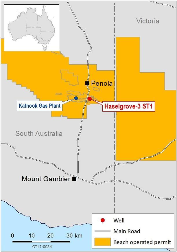 Exploration and Appraisal Otway Basin South Australian Gas PPL 62 (Beach 100%) Haselgrove-3 ST1 was drilled in the onshore Otway Basin as a deviated well to a total measured depth of 4,331 metres and