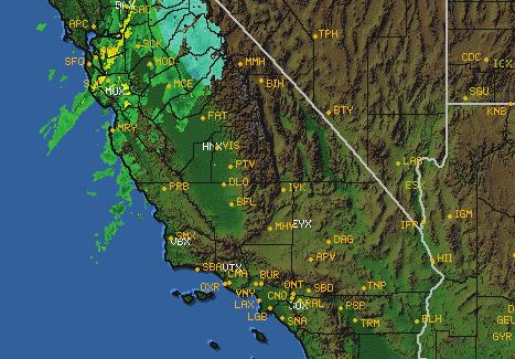 MAP 4: Northern California near San Francisco and the normally warmer coast has an area of rain and a L of heavier rain
