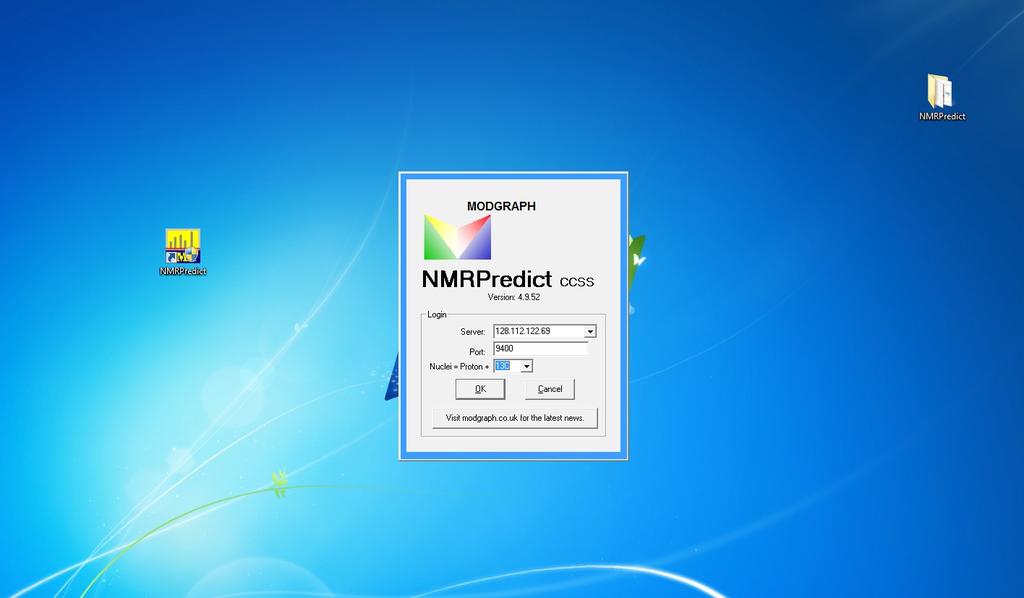 Starting the NMRPredict Interface Click on the NMRPredict icon.