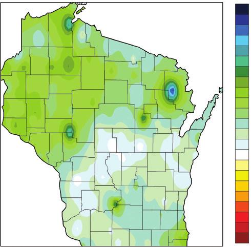 Precipitation generally increased across Wisconsin between