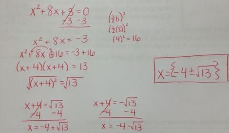 Exercise #1: Solve the equation answers represent? x 8x 3 0 by Completing the Square.