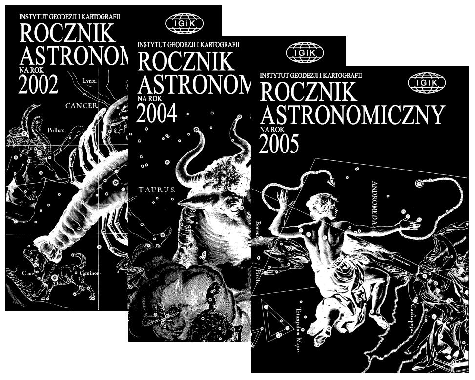 Figure 1: Example cover pages of Astronomical Almanac of IGiK on classical paradigm, with direct use of the equinox and Greenwich Apparent Sidereal Time (GAST), and indirect use of the CEO and the
