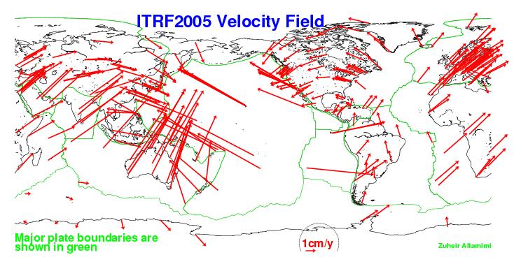 International Terrestrial Reference Frame Realized by a set of ground control stations, in the framework the IERS International Terrestrial Reference Frame (http://itrf.ensg.ign.