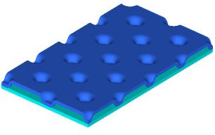 Unlike the usual porous media model, the anisotropic porous media concept for conjugate heat transfer models each small portion of space in the finned passages with both a porous