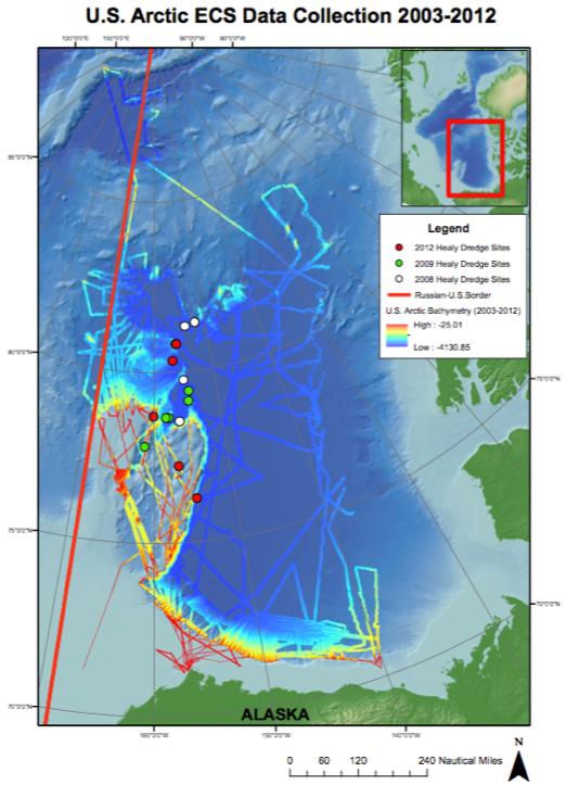 O. Irish 41 Figure 11: Bathymetric data collection and dredge sample locations for the Chukchi Borderland region north of