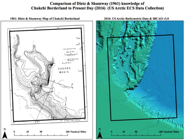 Figure 12: Knowledge of the Chukchi Borderland in 1961 (Dietz and