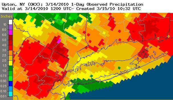 Example: March 13th, 2010 Rain and Wind Storm in New York Coastal storm with strong winds and heavy rains Gusting between