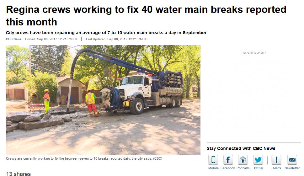 Since the start of September, the city has received reports of 40 new water main breaks as a result of ground shifting caused by the persistent hot, dry