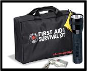 disaster supplies on hand First aid kit Flash light and batteries Bottled water Blankets