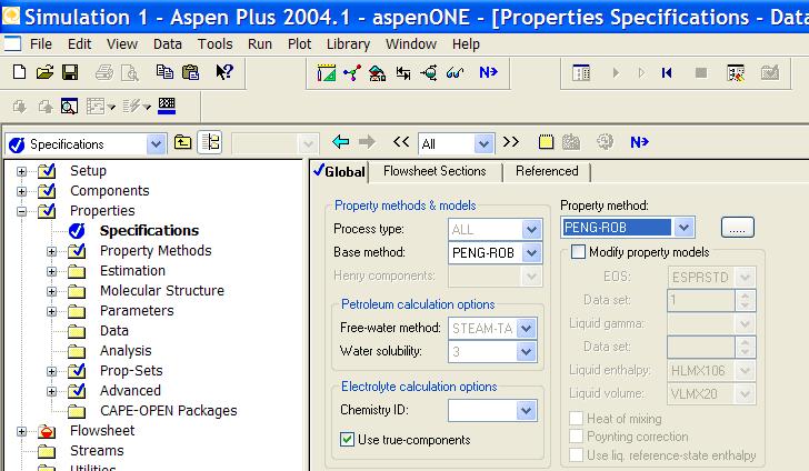 8. Next, select as base method for system properties, by selecting Properties, Specifications.