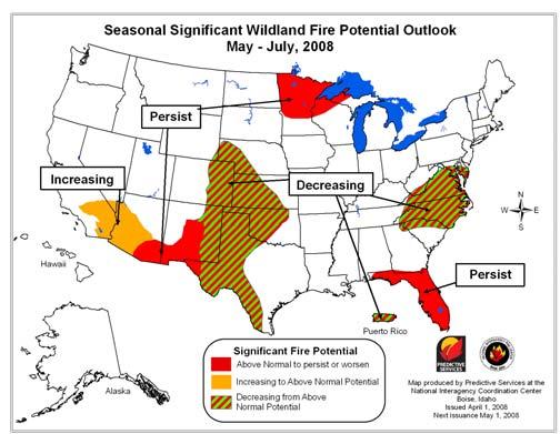 Below normal significant fire potential is expected over the Ohio River Valley.