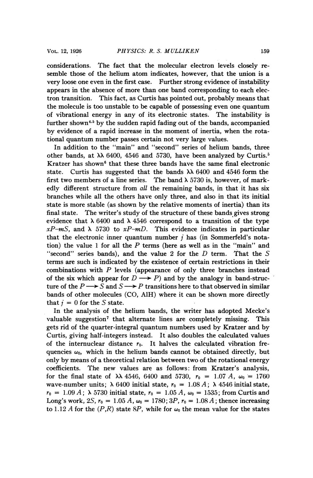 VOL. 12, 1926 PHYSICS: R. S. MULLIKEN 159 considerations.