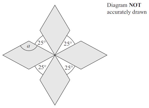 24. The diagram shows a pattern using four identical rhombuses.