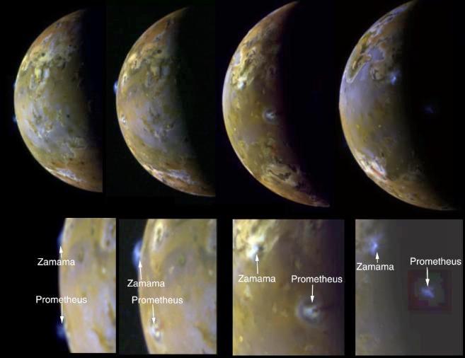 in Jupiter s atmosphere) No impact craters surface is young Answer: Volcanoes 1) Violent & short-lived: dark red