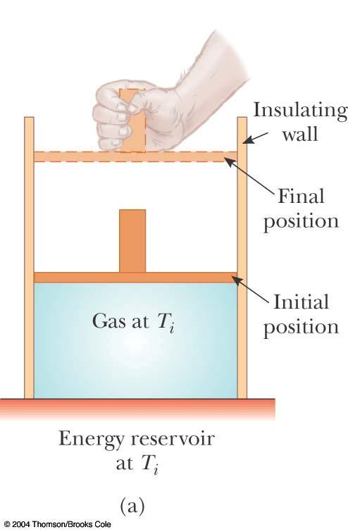 Heat Transfer, Example 1 The energy transfer, Q, into or out of a system also depends on the process The energy reservoir is a source of energy that is