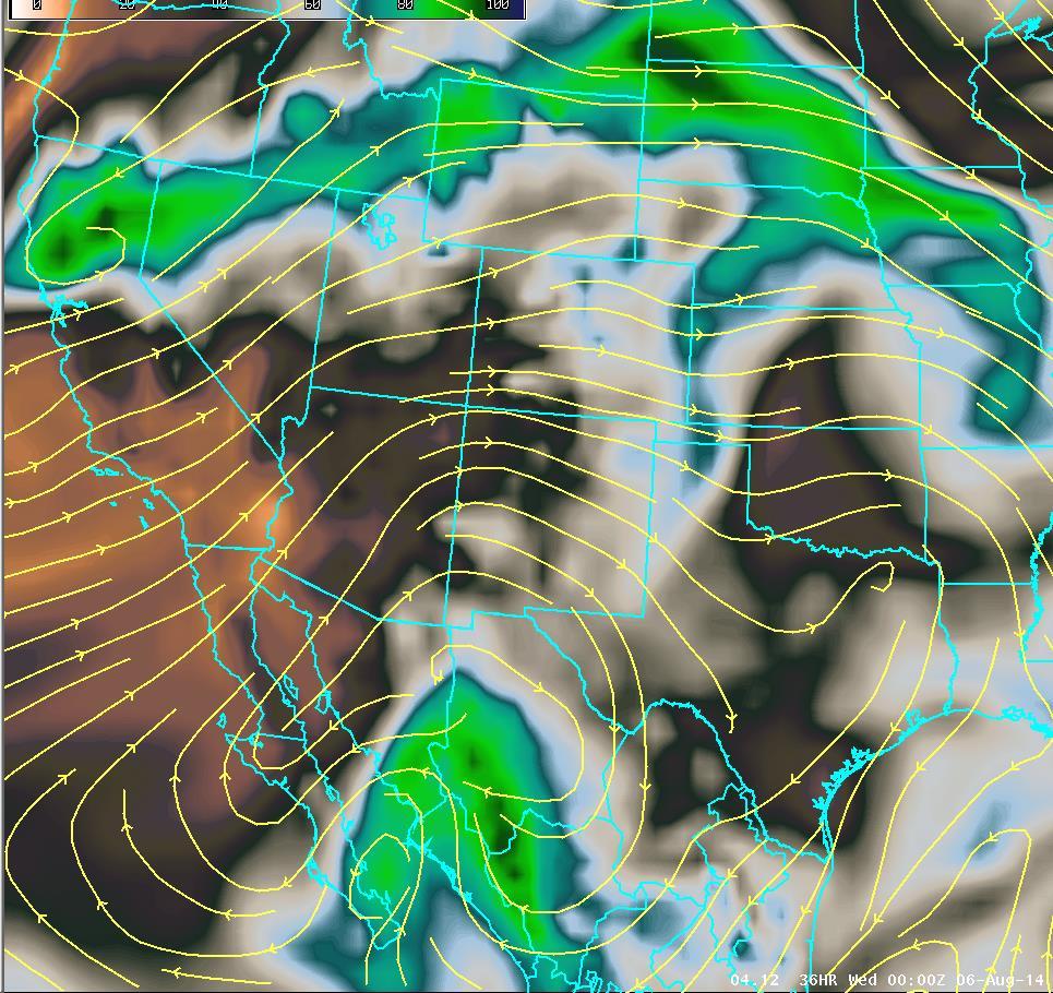 Upper Level Forecast Chart (Image is Moisture) Tuesday Weekly Weather Briefing Tuesday: Drier air
