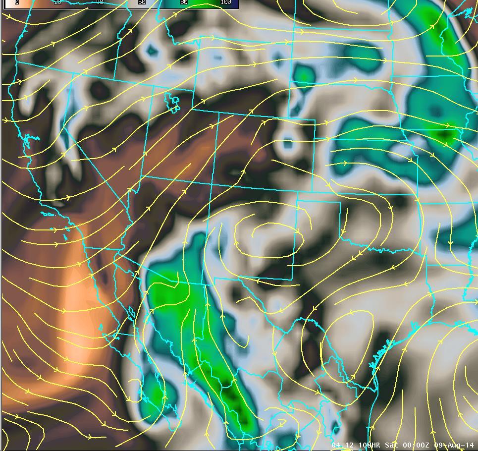 Weekly Weather Briefing Upper Level Forecast Chart (Image is Moisture) Friday Friday: High pressure aloft to continue