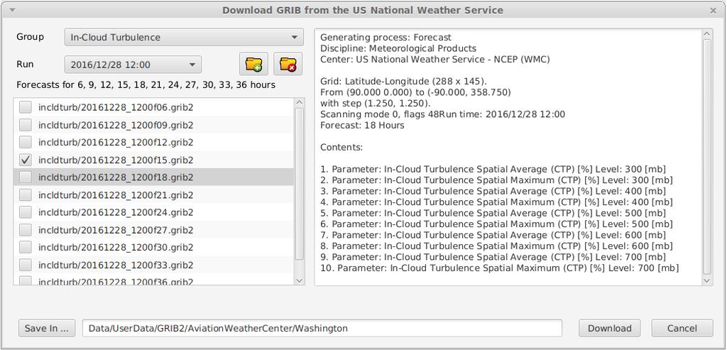3.2.2 Downloading GRIB Data from US National Weather Service US National Weather Service provides GRIB data on a global scale (125 km).