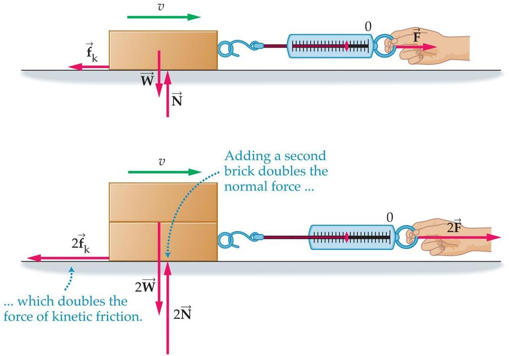 Friction As the figure below indicates, the force of kinetic friction is proportional