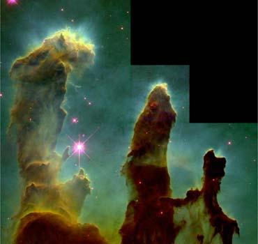 The Eagle Nebula Colder pockets of gas are called dark nebulae.