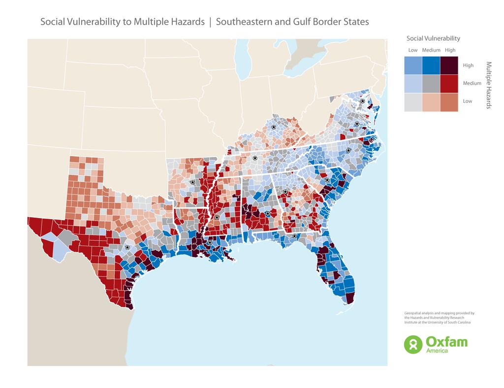 Regional SoVI by Multi-hazard map Areas of Interest