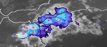 detected convective cell in growing phase With pink shades