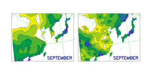 Precipitation over East Asia Sept