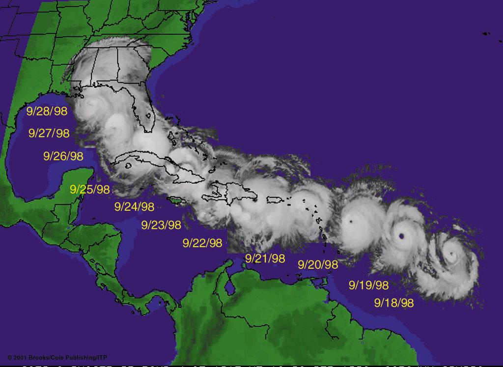3. Hurricane Paths Hurricanes born off coast of Mexico usually move westward away from coast, but some move to NW or even N or NE.