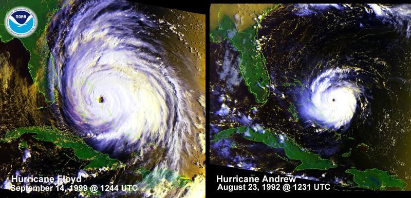 Visual comparison of Floyd with Hurricane Andrew