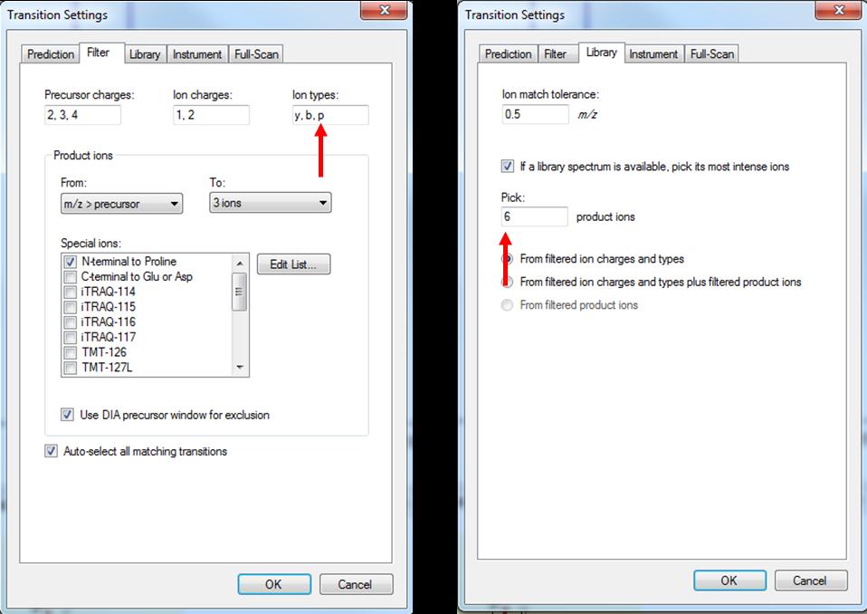 Click on Settings à Transition Settings à Filter and add p to the ion types (indicates precursor).