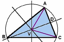 4. Suppose that we have a triangle ABC such that the circumcenter V lies in the interior of the triangle, and let R be the radius of that circle. Let BAC = β.
