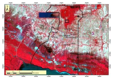 Fig. 2 Map of selected study area Siem Reap has been selected as a case study on urban growth pattern identification because of the dramatically changed in building construction, population, and
