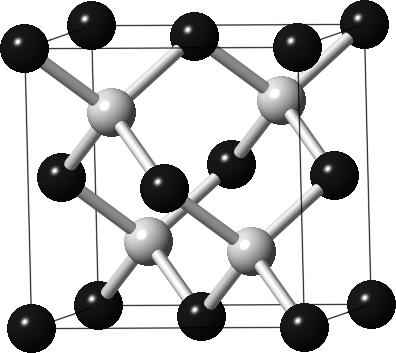 Simple cubic Rock salt Another common diatomic structure is the caesium chloride structure, common in ionic materials with bigger cations: Again, although this looks similar to the body-centred cubic