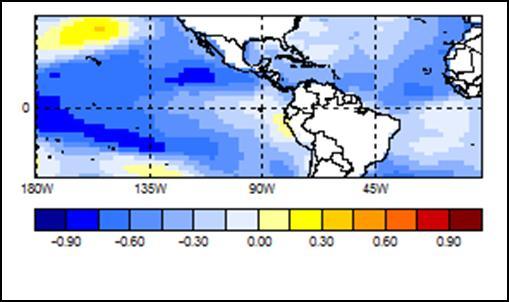 Information for Resilience Building Figure 4.2.3: Dominant sea surface temperature pattern and its corresponding Jamaica rainfall patterns for (a)-(b) May-July.