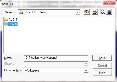 Save as IC_Titration_workingpanel in the Panels folder (see Figure 21).