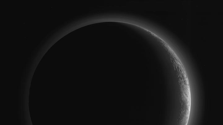 Pluto s atmosphere looking back towards the sun Thin nitrogen atmosphere