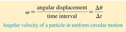 For linear motion, a particle with a larger velocity undergoes a greater displacement For uniform circular motion, a particle with a larger angular velocity will undergo a greater angular