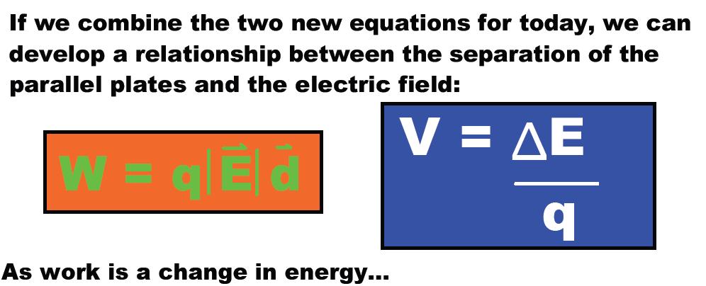 2 nd Equation for Voltage W E So V qed q V Ed and E V