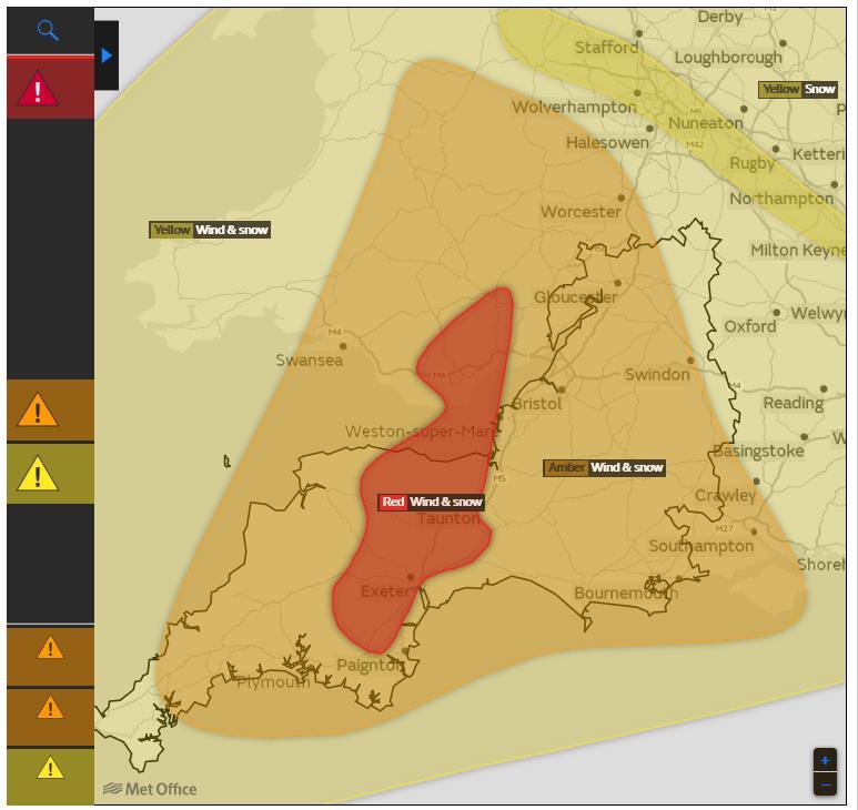 (1 st March) At this time there was also a Red warning in