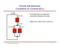 Circuits with Branches: Constraints on Currents (KCL) i =