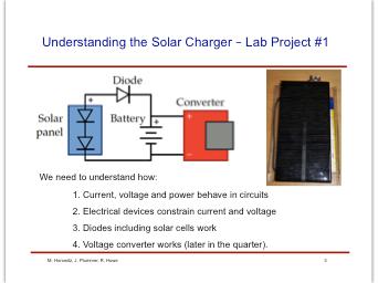 Understanding the Solar Charger Lab Project #1 We need to understand how:
