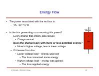 Energy Flow The power associated with the red box is: 1A 5V = 5 W Is the box generating or consuming this power?