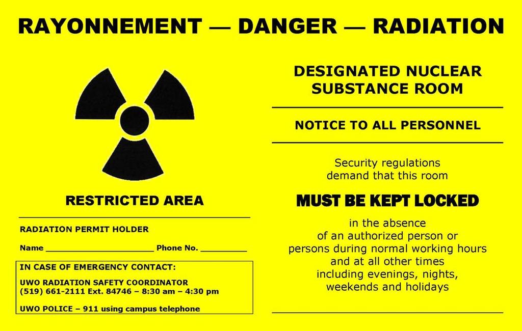 4.2 POSTINGS & LABELS 4.2.1 Radiation Warning