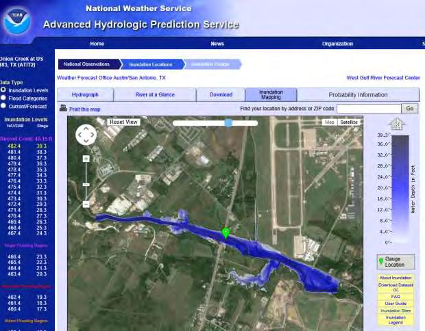 Real-Time Flood Inundation Mapping (USGS/NWS) Use modeling to extend this concept to the